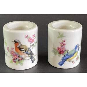 Vintage Pair West W. Germany Candle Candlestick Holders Birds Funny Designs Set